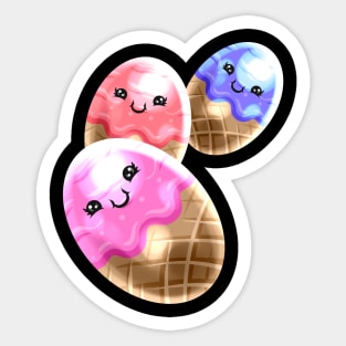 Painted Eggs Like Ice Cream Cones For Easter Sticker